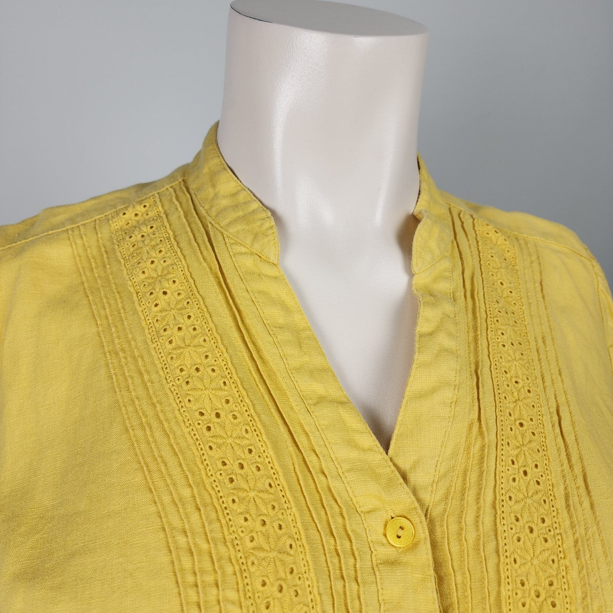 JM Collection Yellow Linen Button Up Blouse Size 18