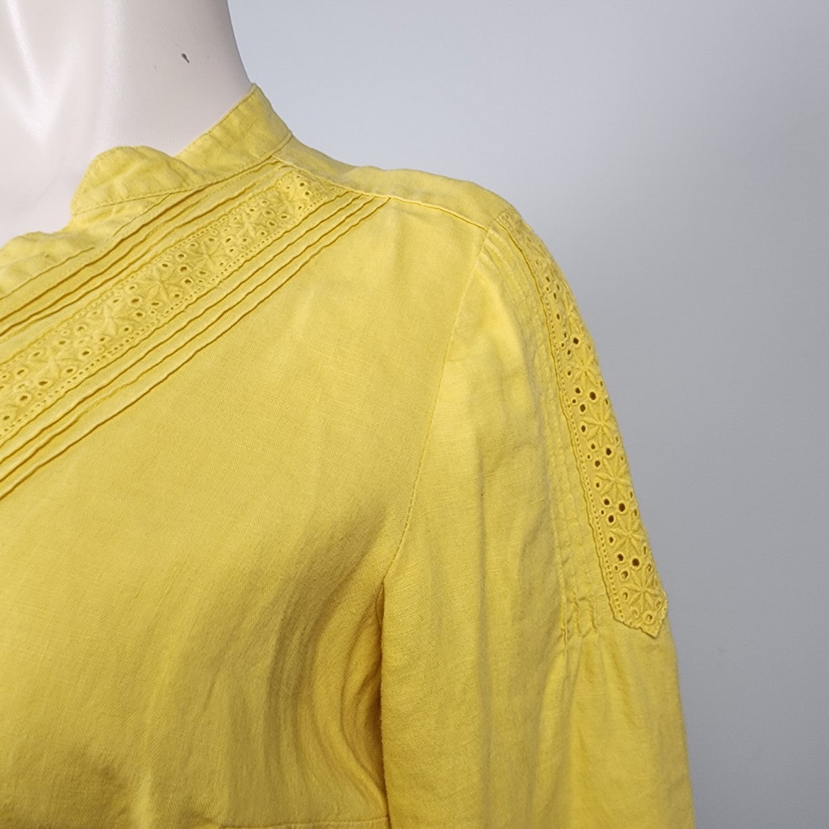 JM Collection Yellow Linen Button Up Blouse Size 18