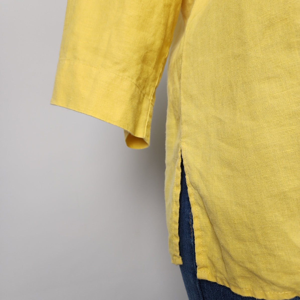 JM Collection Yellow Linen Button Up Blouse Size 18