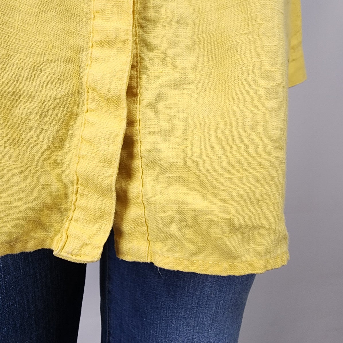 JM Collection Yellow Linen Button Up Blouse Size 18