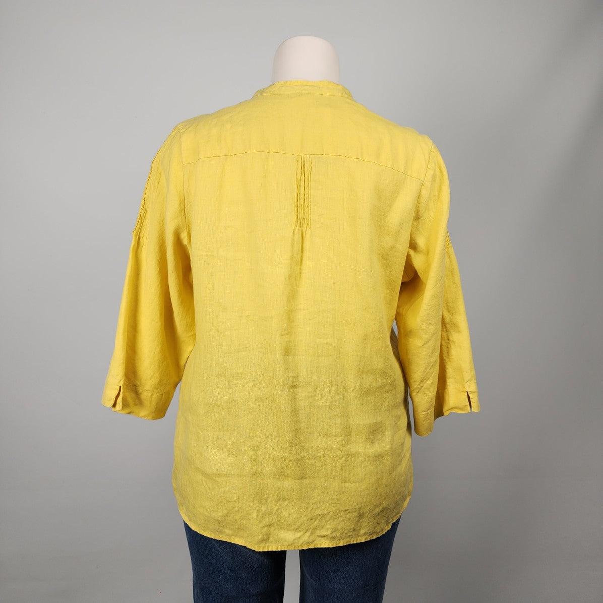 JM Collection Yellow Linen Button Up Blouse Size 18