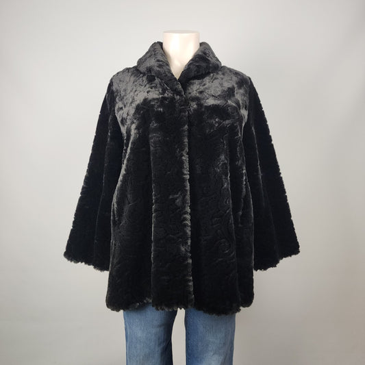 Vintage Bets's Choice Black Faux Fur Coat Size XL