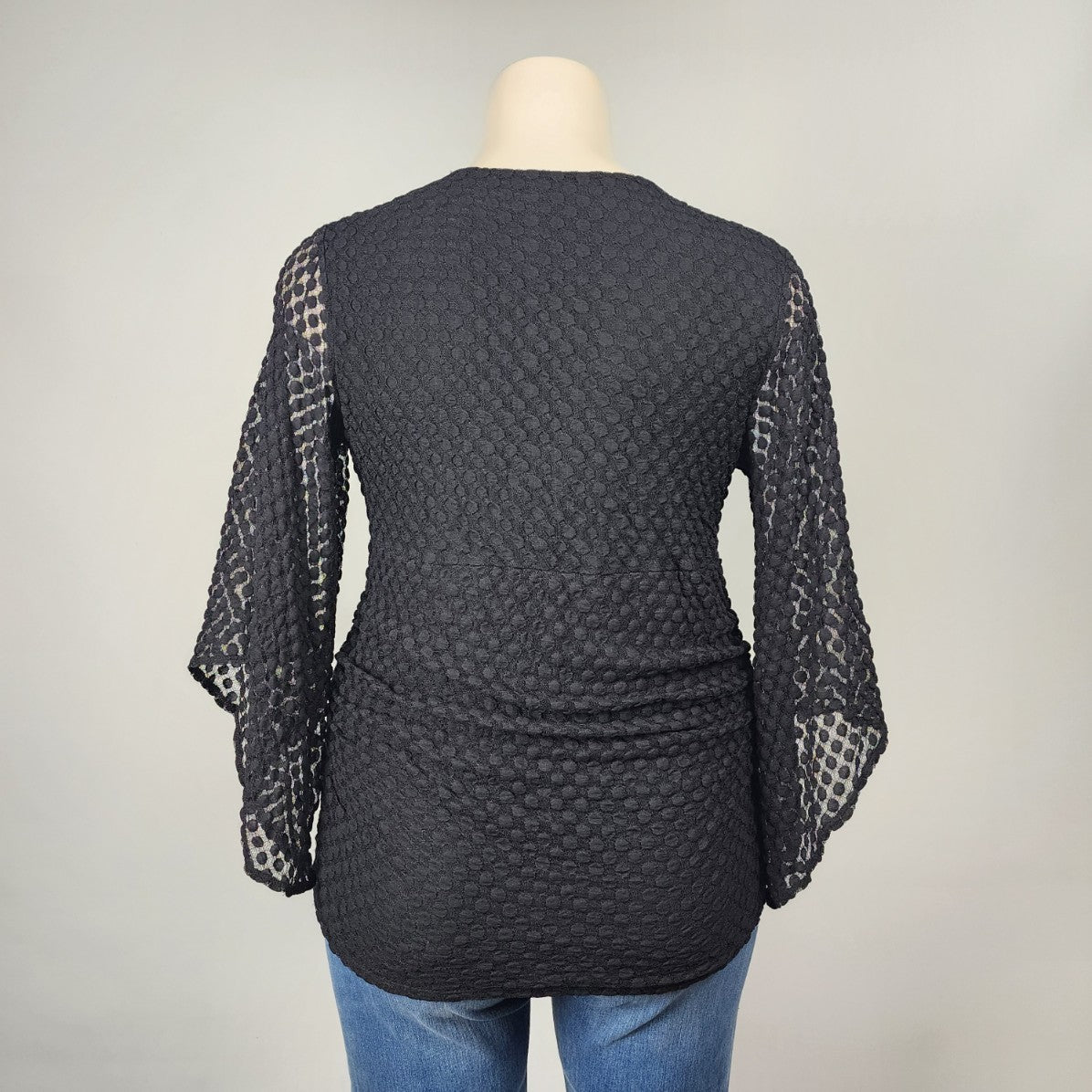 Style & Co Black Lace Fairy Sleeve Crossover Blouse Size 1X