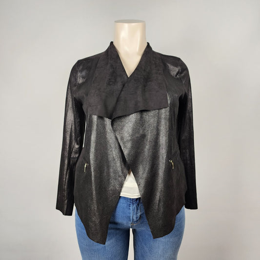 Worthington Black Faux Suede Cardigan Jacket Size L