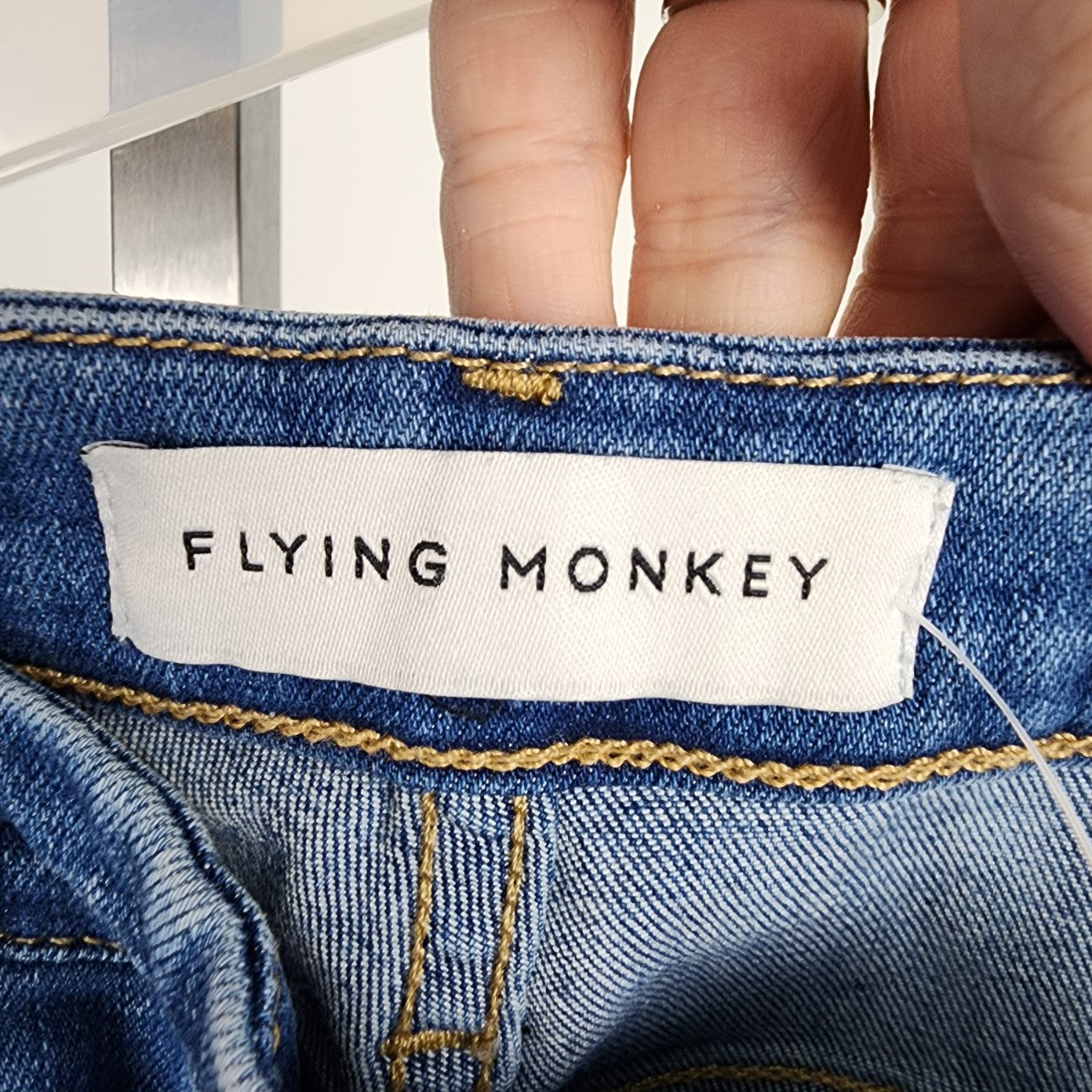 Flying Monkey Light Wash Distressed Raw Hem Cropped Denim Jeans Size 26