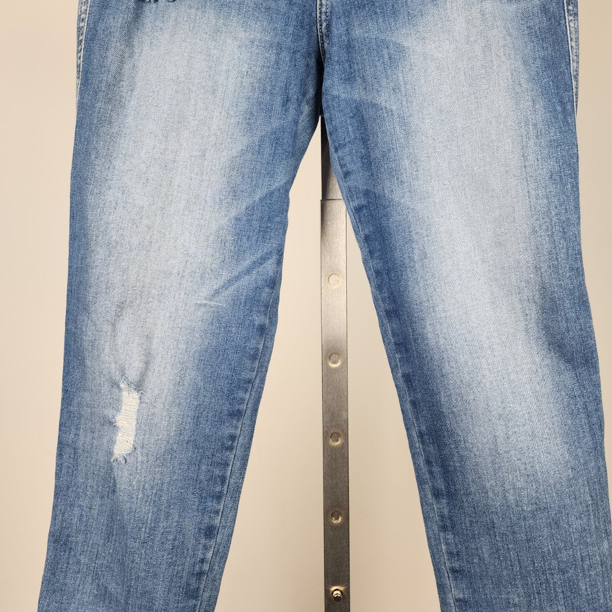 Flying Monkey Light Wash Distressed Raw Hem Cropped Denim Jeans Size 26