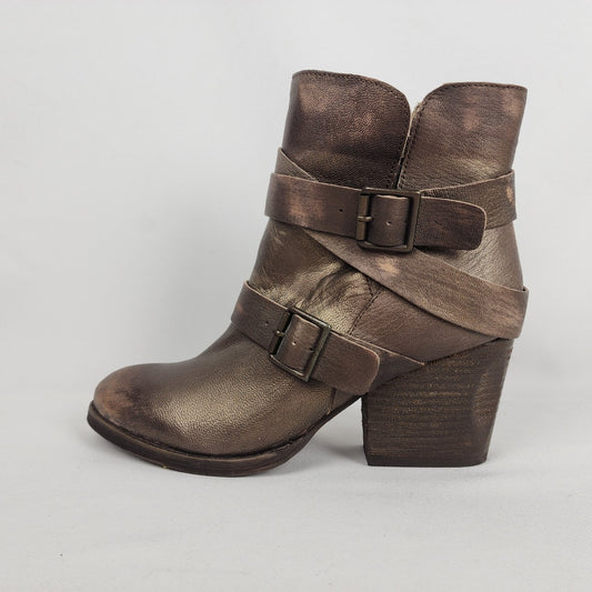 Naughty Monkey Brown Strappy Heeled Ankle Boots Size 9.5