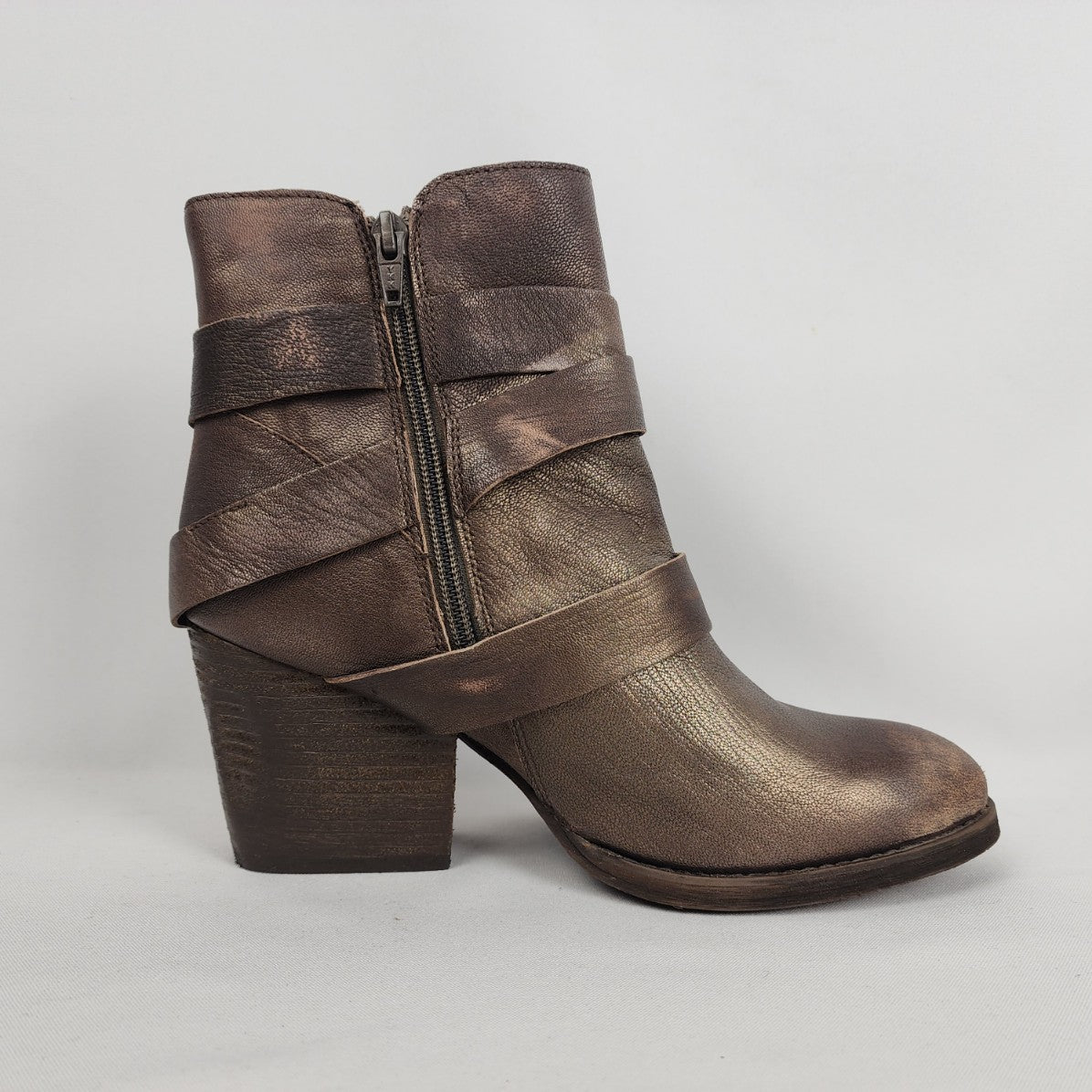 Naughty Monkey Brown Strappy Heeled Ankle Boots Size 9.5