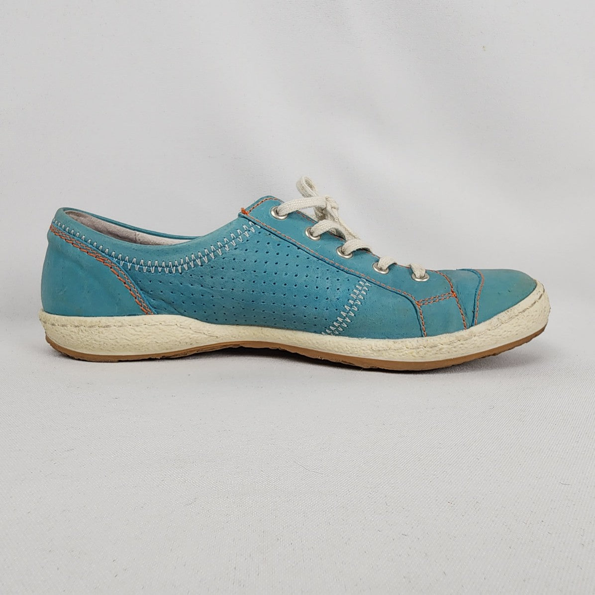 Josef Seibel Blue Leather Lace Up Sneakers Size 9.5