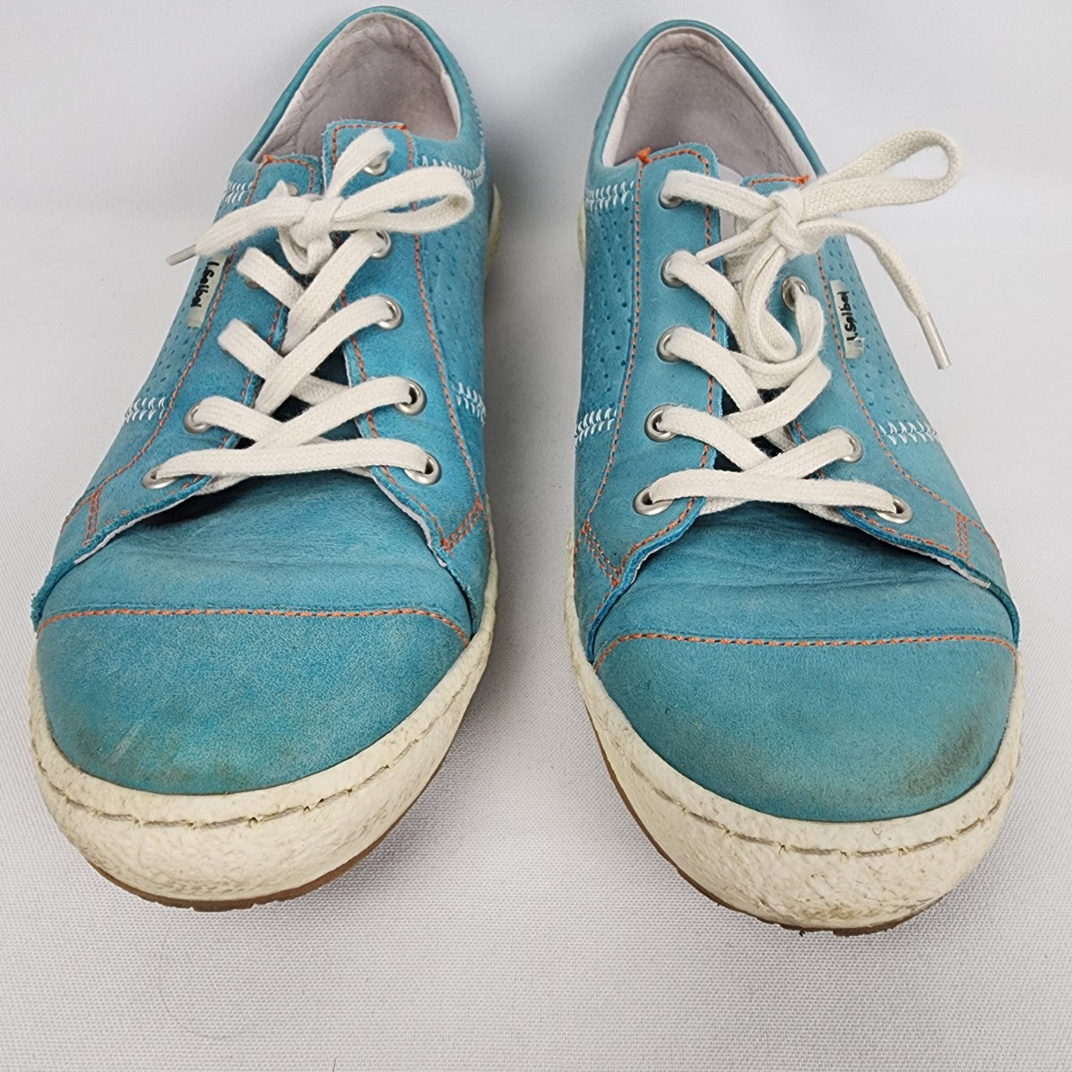 Josef Seibel Blue Leather Lace Up Sneakers Size 9.5