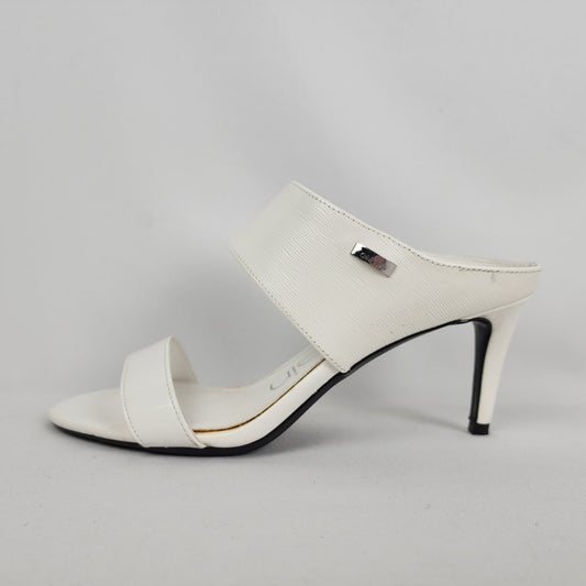 Calvin Klein White Heeled Slide Sandals Size 8