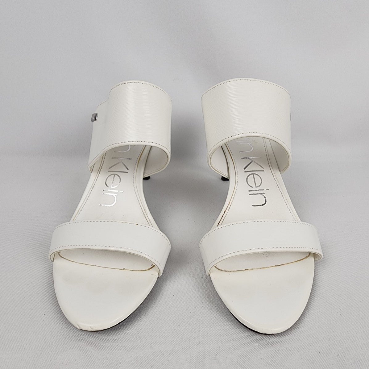 Calvin Klein White Heeled Slide Sandals Size 8