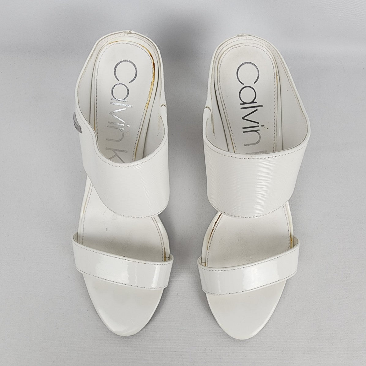 Calvin Klein White Heeled Slide Sandals Size 8