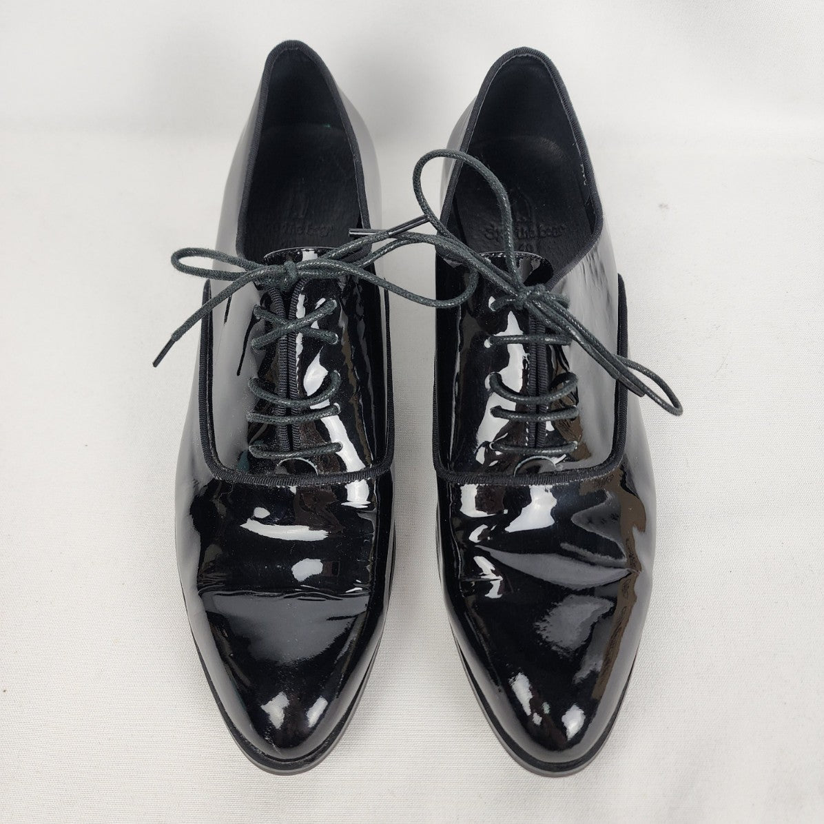 Shoe The Bear Black Patent Leather Lace Up Oxfords Shoe Size 9.5