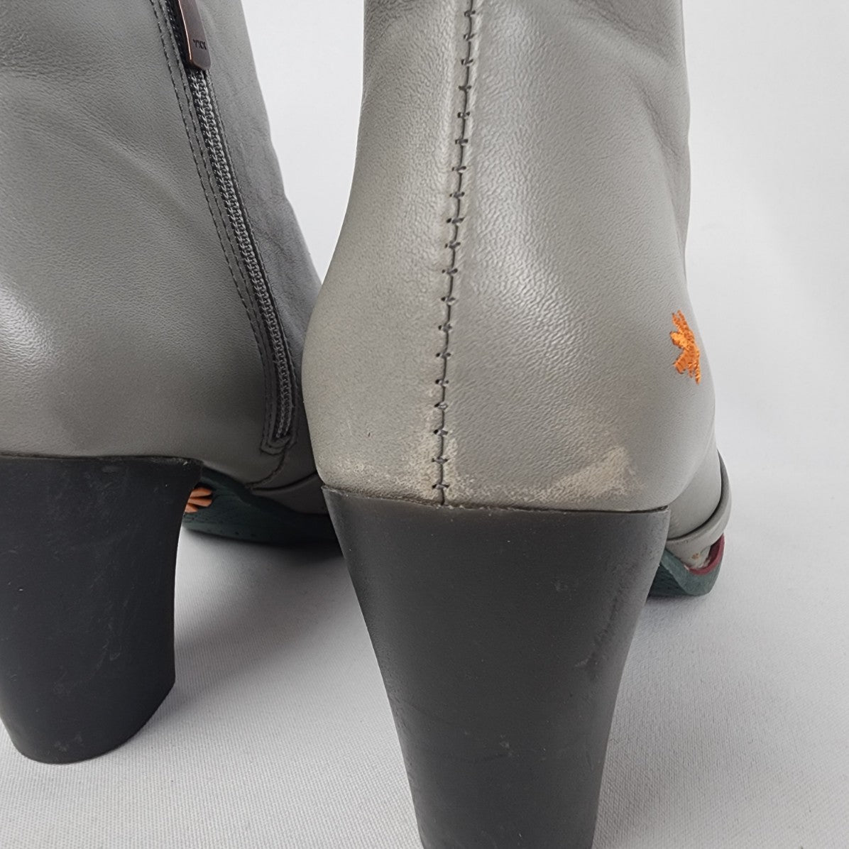 Art Company Grey Leather Heeled Boots Size 8.5