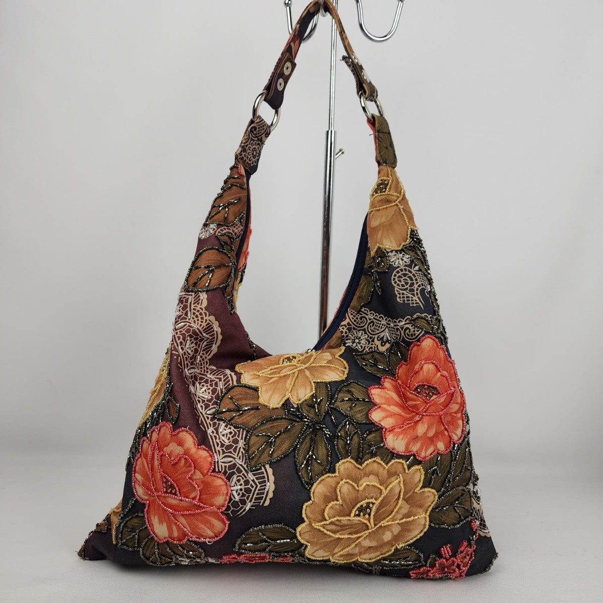 Floral Beaded Shoulder Purse