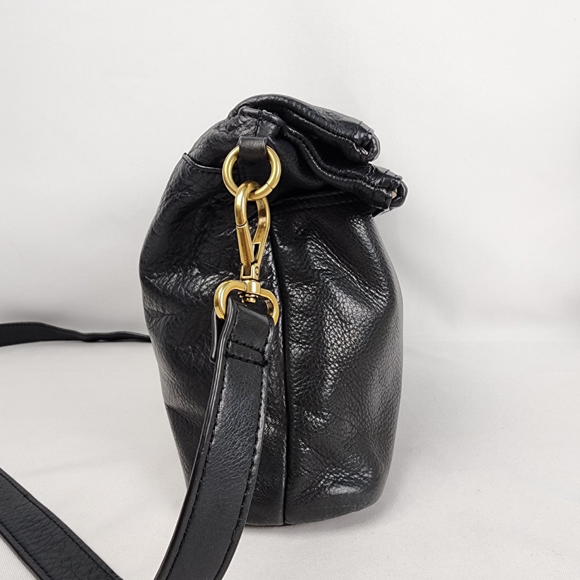 Margot Black Leather Crossbody Purse