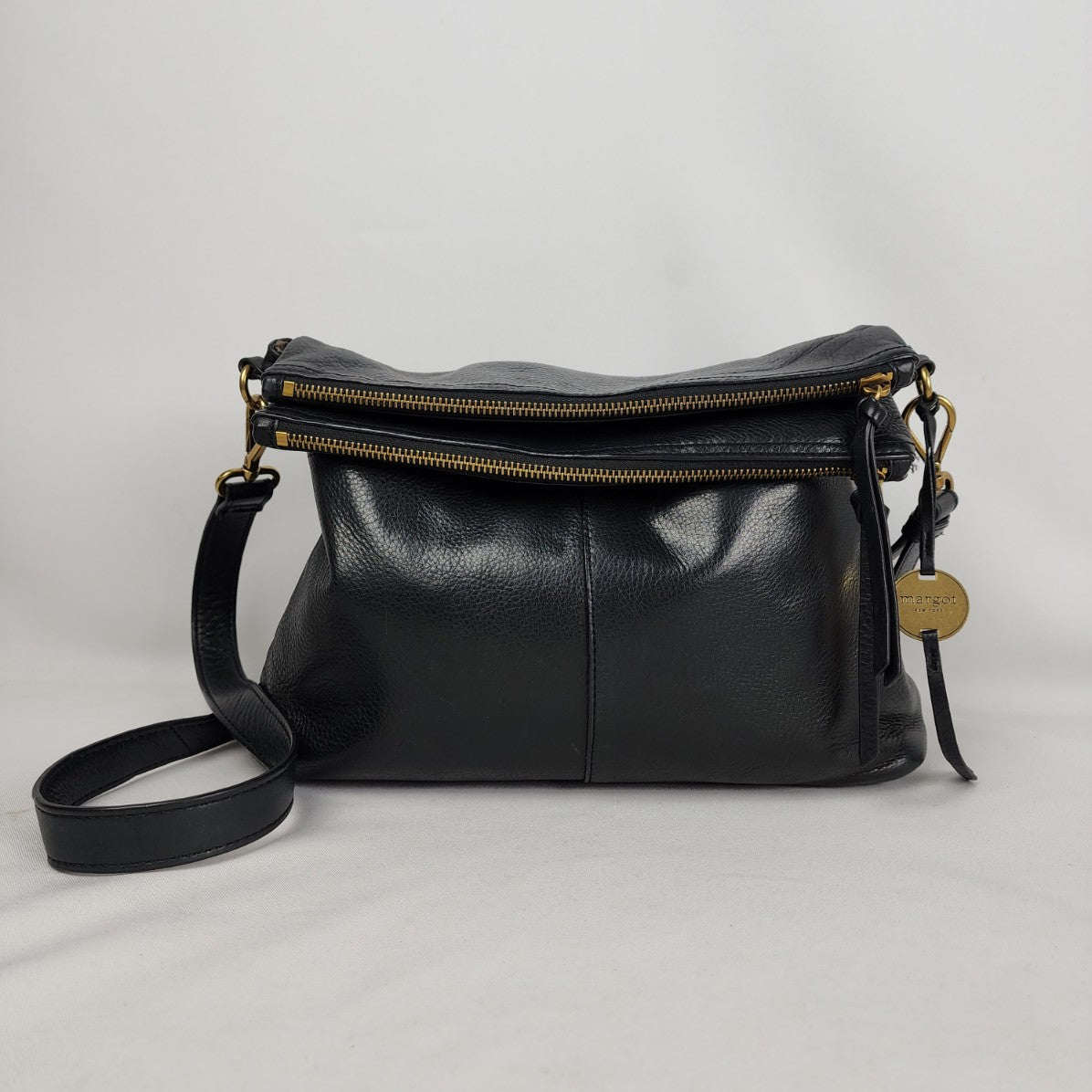 Margot Black Leather Crossbody Purse