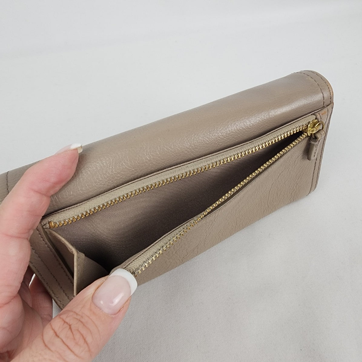 Fossil Taupe Leather Wallet