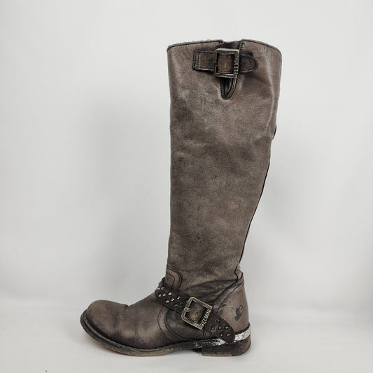 Felmini Grey Leather Tall Boots Size 7