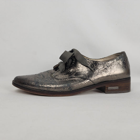 Louise et Cie Adwin Derby Silver Metallic Leather Oxfords Size 9