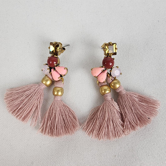 J. Crew Pink Statement Tassel Earrings