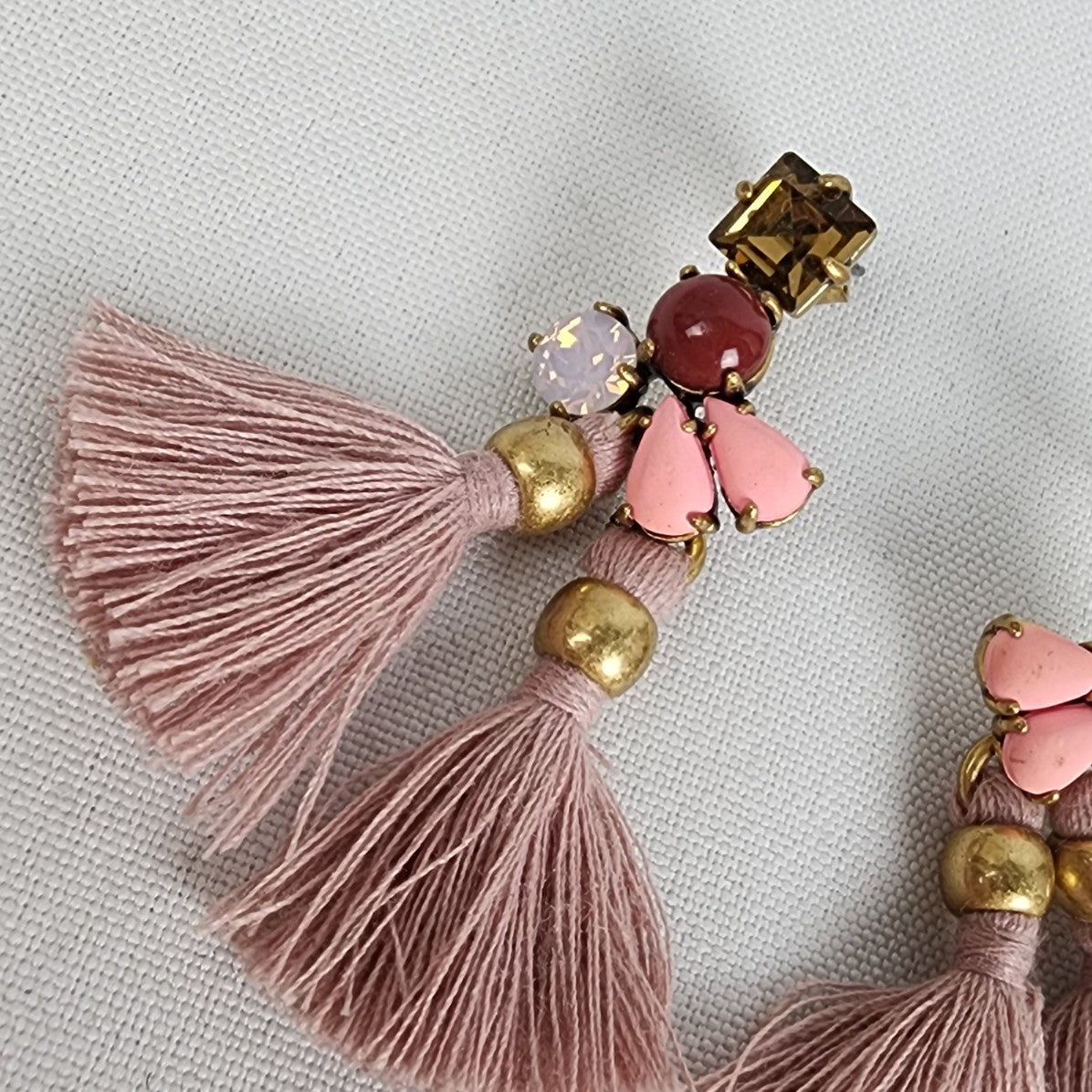 J. Crew Pink Statement Tassel Earrings