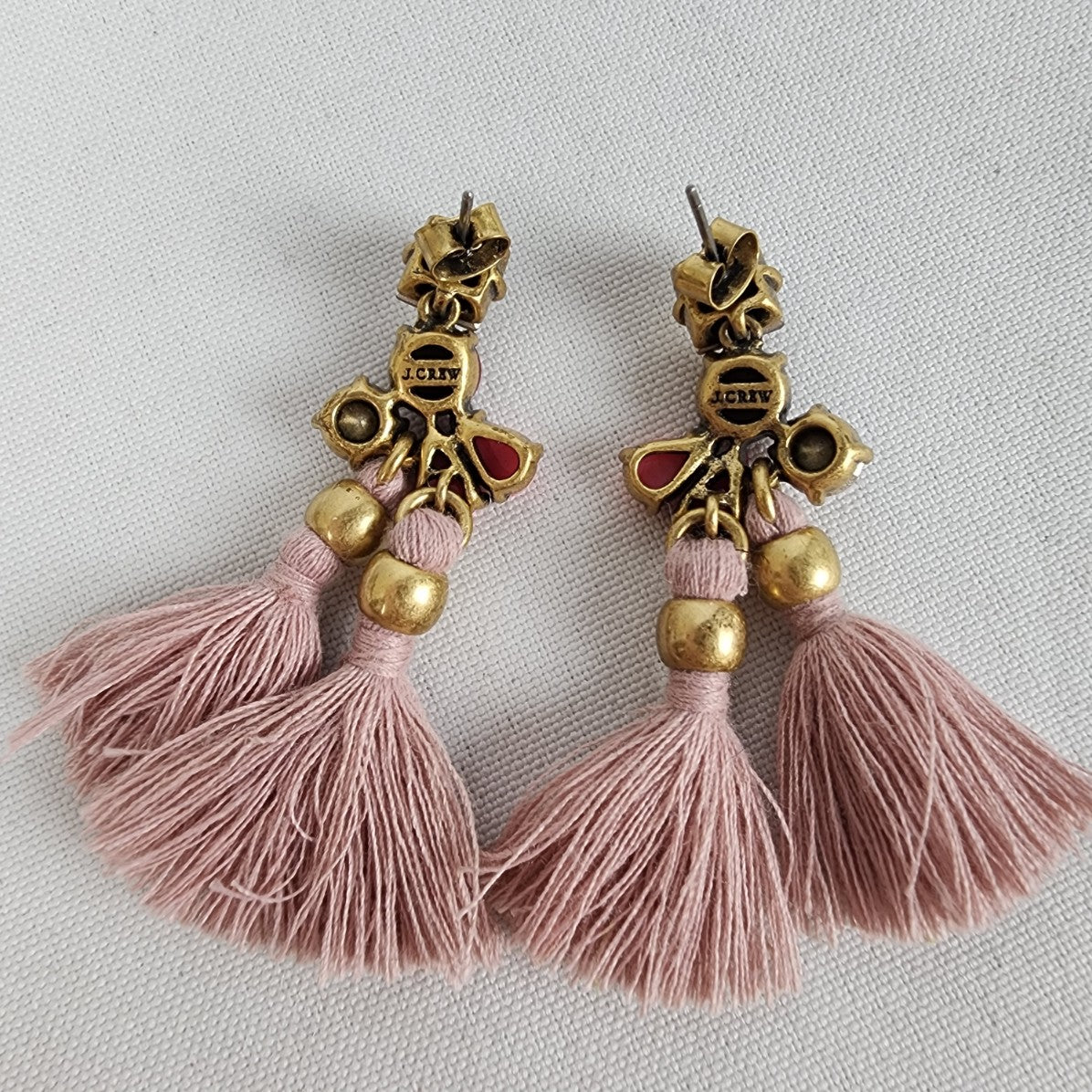 J. Crew Pink Statement Tassel Earrings