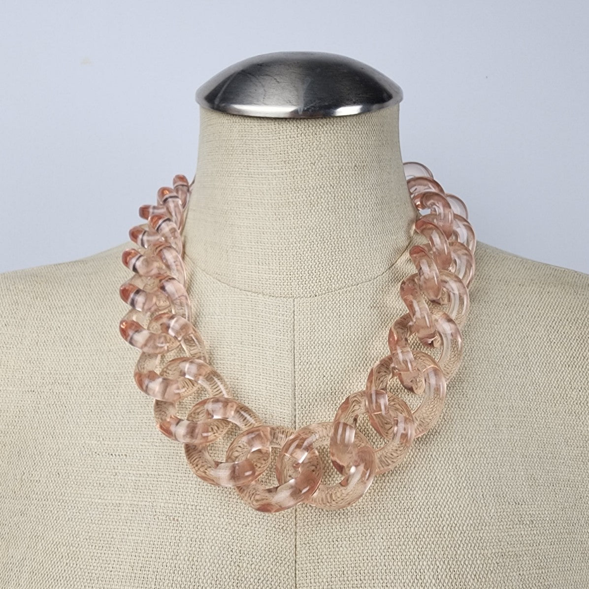 J.Crew Acrylic Pink Chain Chunky Collar Statement Necklace