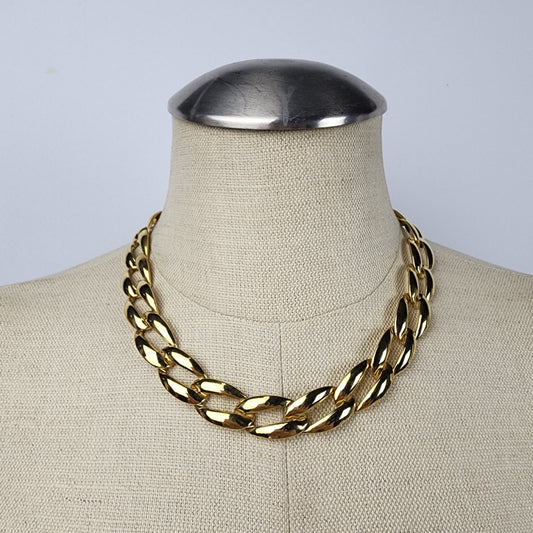 Vintage Gold Tone Chain Link Collar Necklace