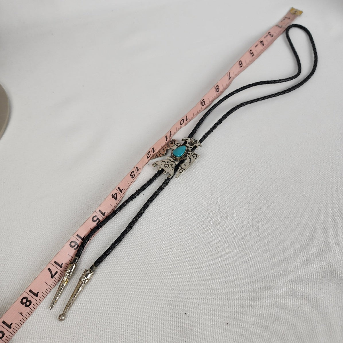 Vintage Bolo Tie Thunderbird Phoenix Turquoise Stone  Necklace