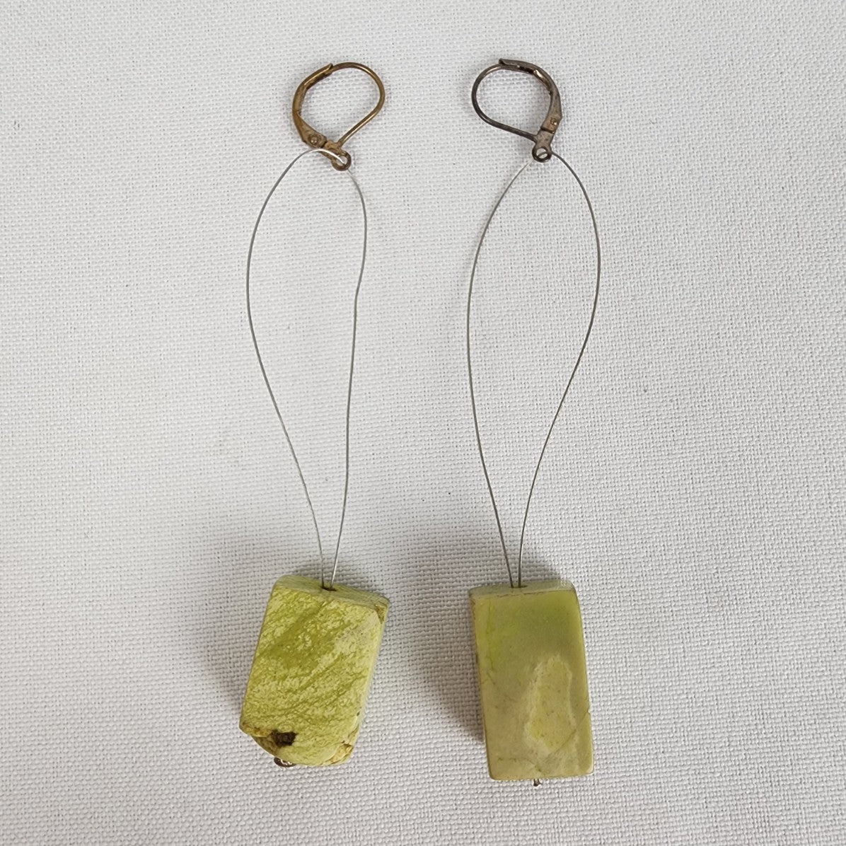 Green Natural Stone Square Drop Earrings