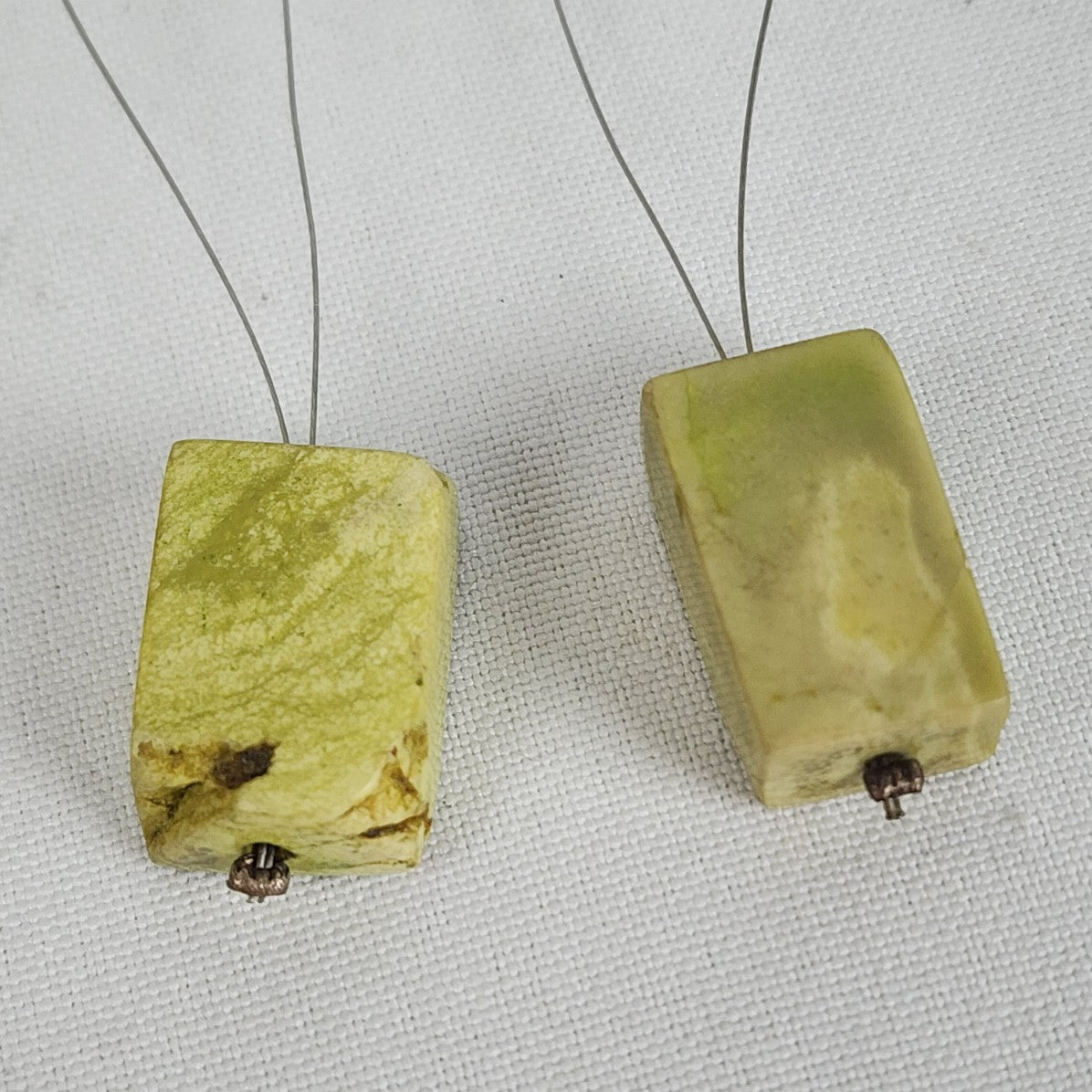 Green Natural Stone Square Drop Earrings