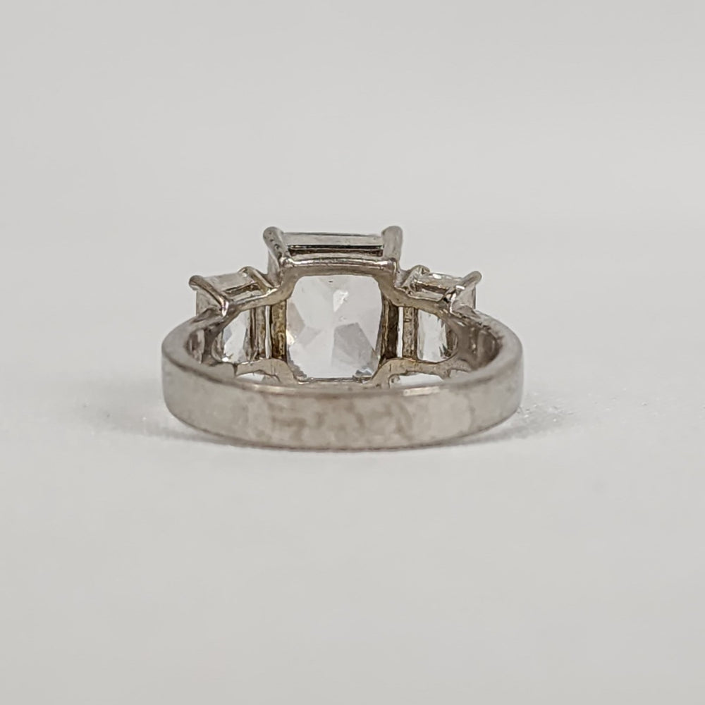 925 Sterling Silver Square CZ Stone Ring Size 7