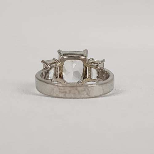 925 Sterling Silver Square CZ Stone Ring Size 7