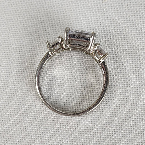 925 Sterling Silver Square CZ Stone Ring Size 7