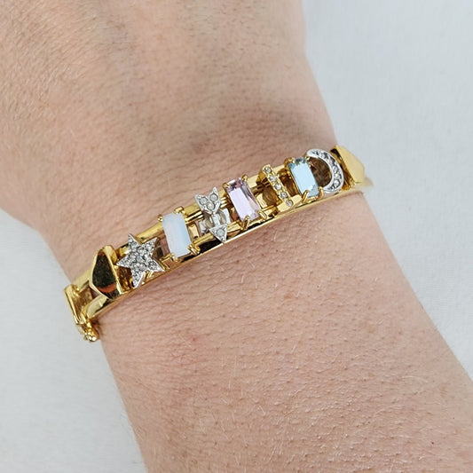 Fossil Gold Tone Crystal Hinge Bracelet