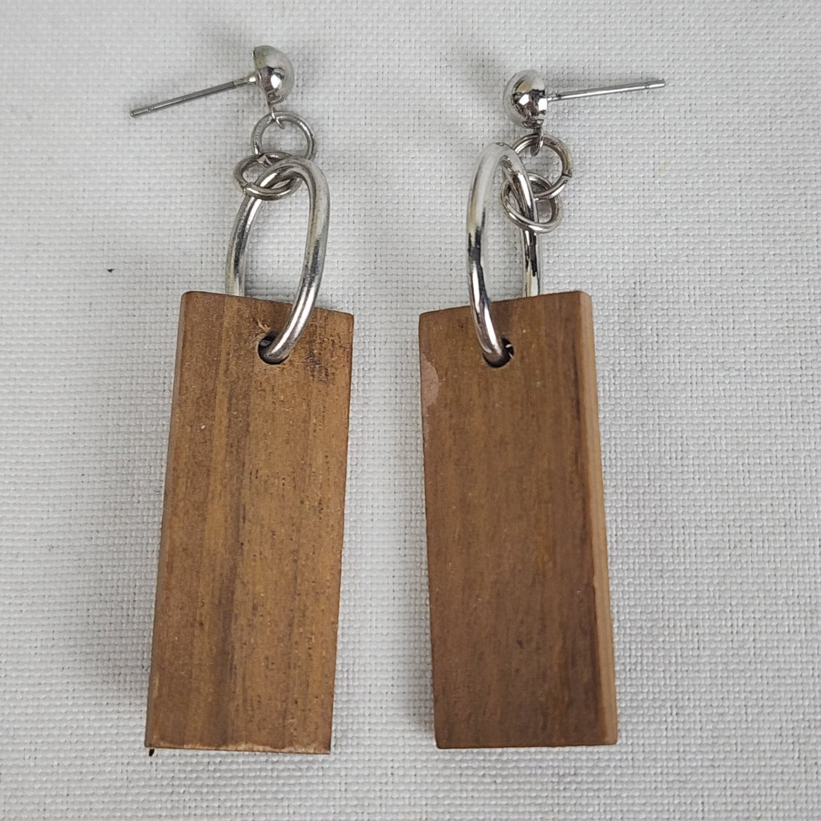 Wood & Crystal Drop Earrings