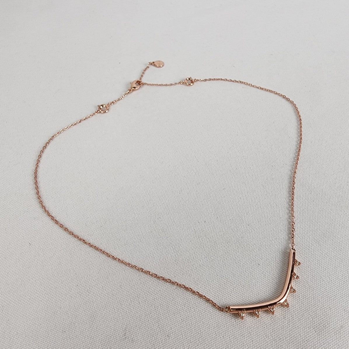 Stella & Dot Curved Bar Rose Gold Pave Necklace