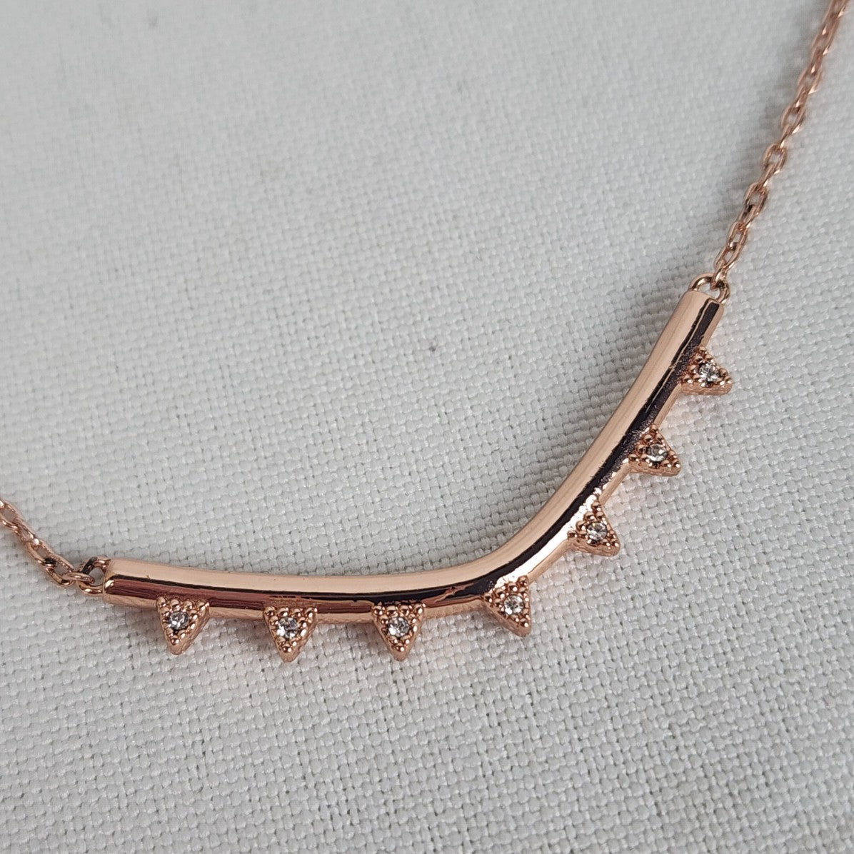 Stella & Dot Curved Bar Rose Gold Pave Necklace