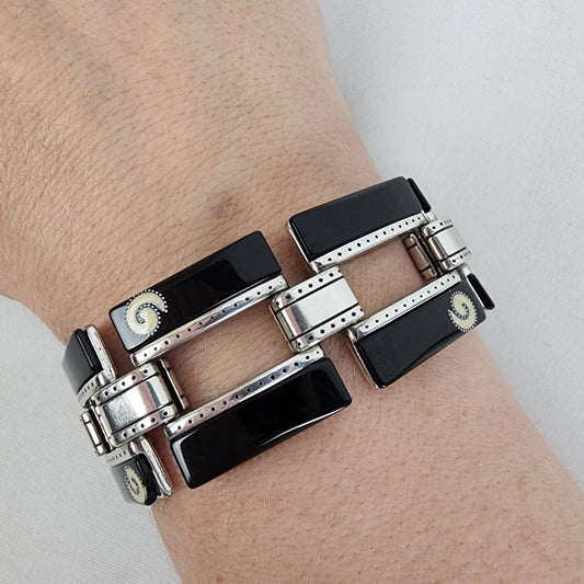 Brighton Black & Silver Enamel Reversible Bracelet