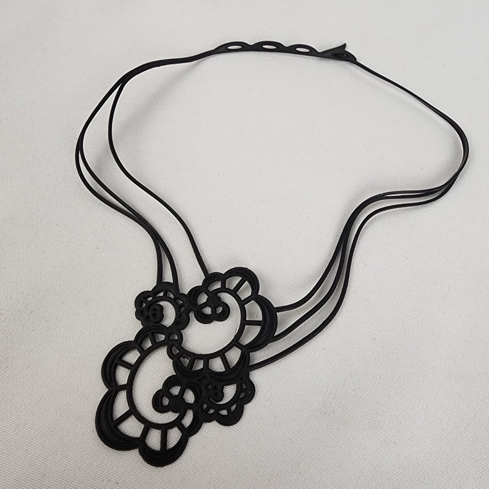 Batucada Black Silicone Flower Lightweight Necklace