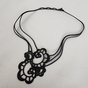 Batucada Black Silicone Flower Lightweight Necklace