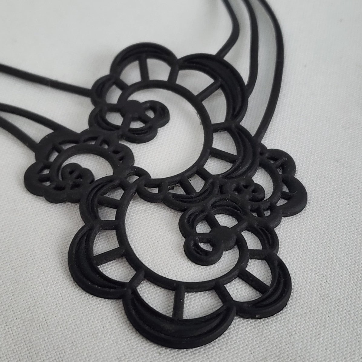 Batucada Black Silicone Flower Lightweight Necklace