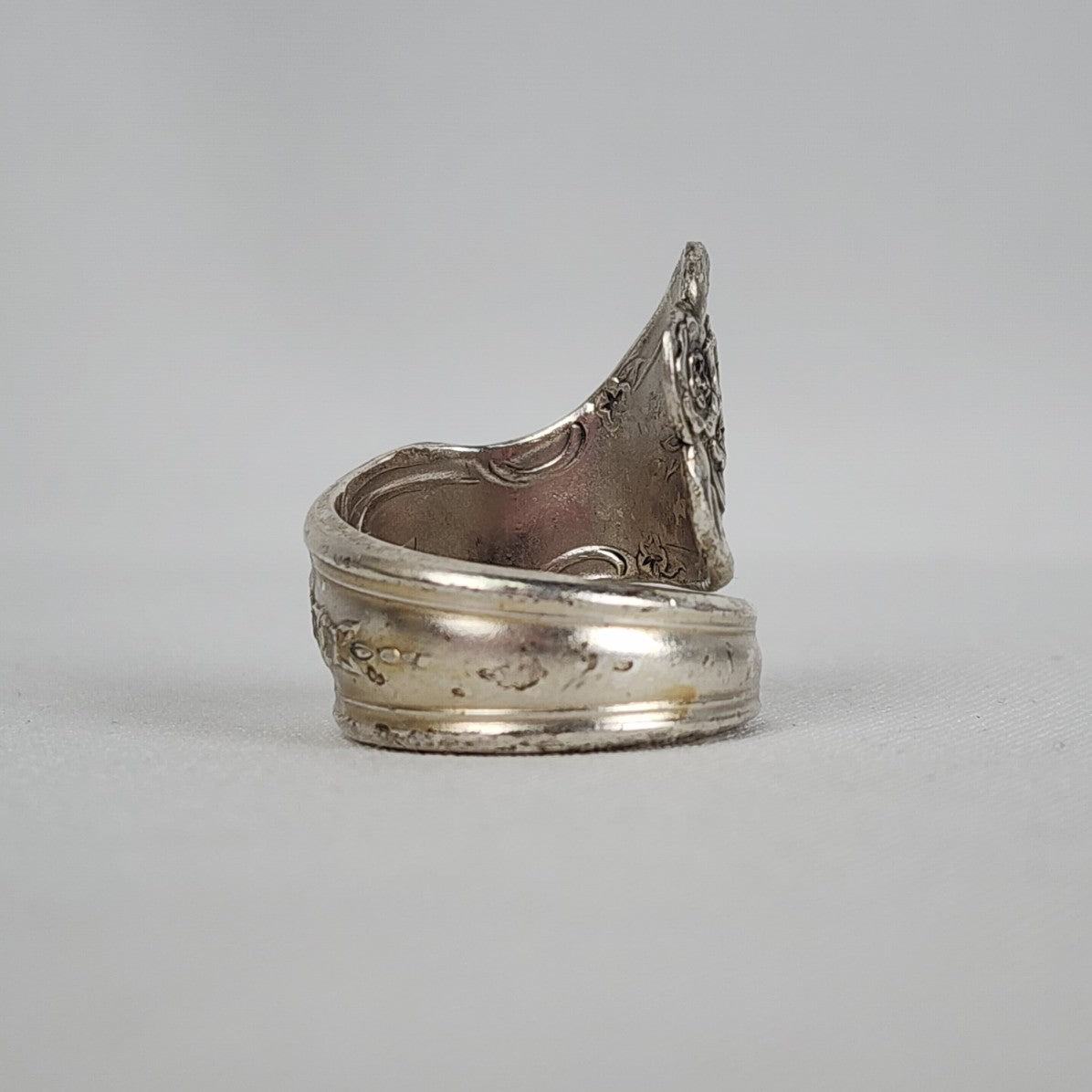 Vintage Silver Flower Spoon Ring Size 8