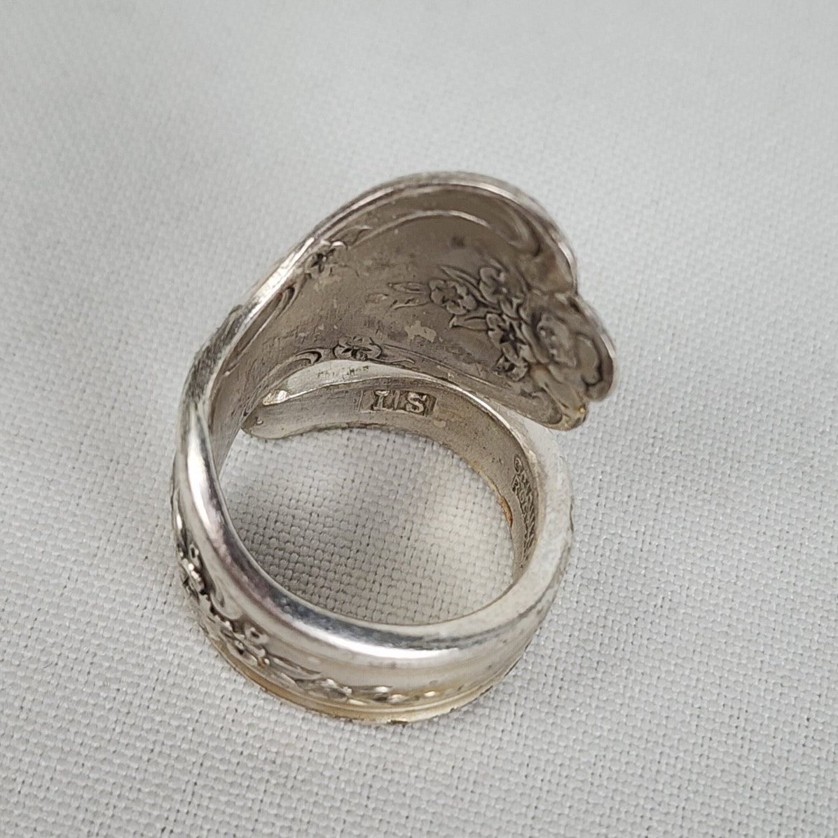 Vintage Silver Flower Spoon Ring Size 8