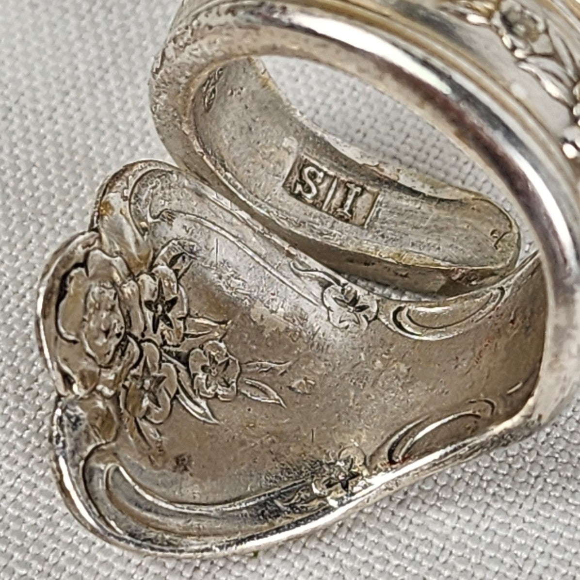 Vintage Silver Flower Spoon Ring Size 8