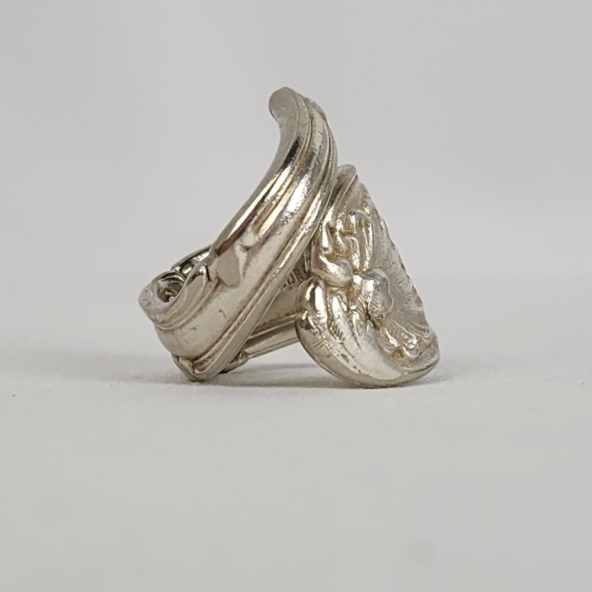 Vintage Gorham Co J Silver Flower Spoon Ring Size 9