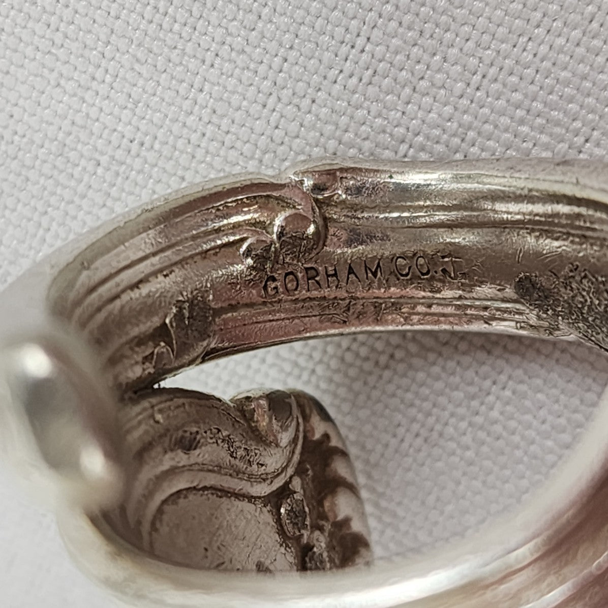 Vintage Gorham Co J Silver Flower Spoon Ring Size 9