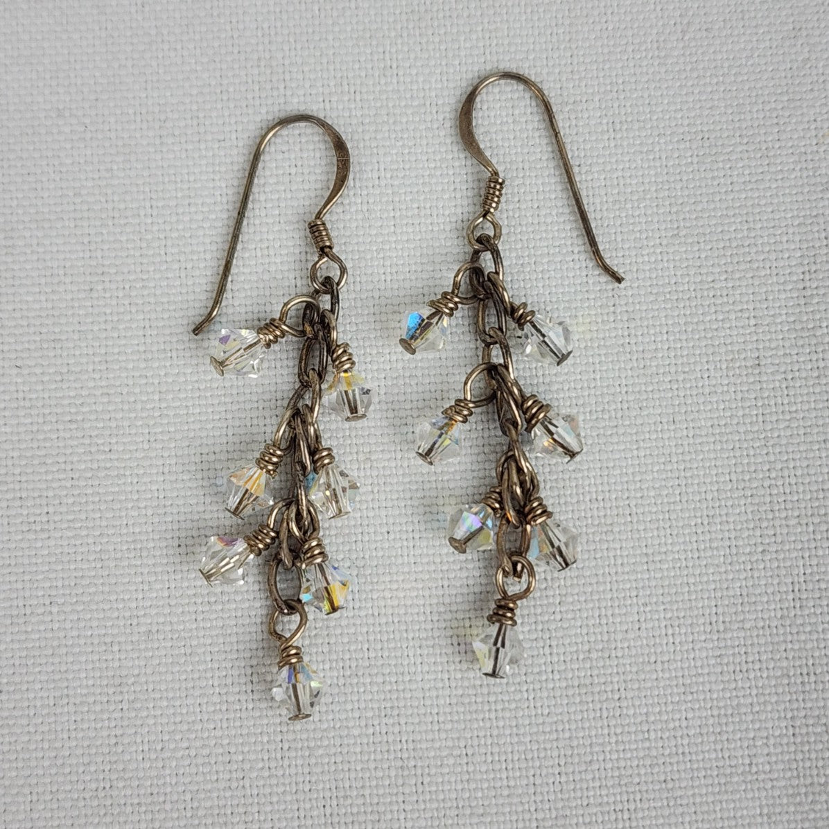 925 Sterling Crystal Bead Drop Earrings